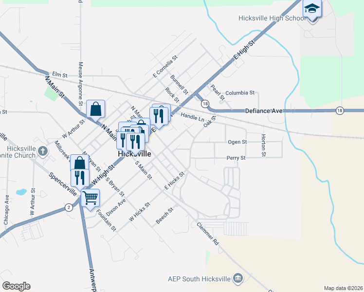 map of restaurants, bars, coffee shops, grocery stores, and more near 101 Maple Dr in Hicksville