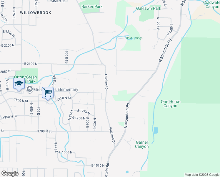 map of restaurants, bars, coffee shops, grocery stores, and more near 1966 Fruitland Drive in Ogden