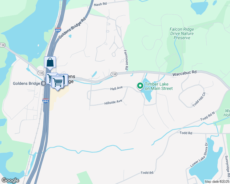 map of restaurants, bars, coffee shops, grocery stores, and more near 18 Hall Avenue in Goldens Bridge