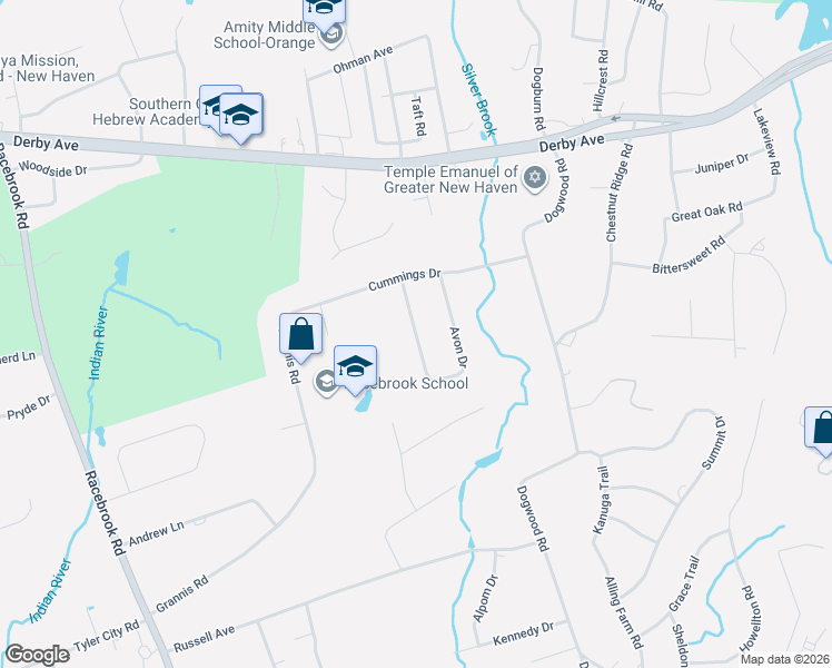 map of restaurants, bars, coffee shops, grocery stores, and more near 559 Avon Drive in Orange