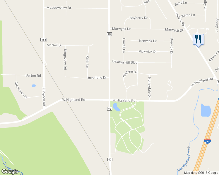 map of restaurants, bars, coffee shops, grocery stores, and more near 8820 Brandywine Road in Northfield