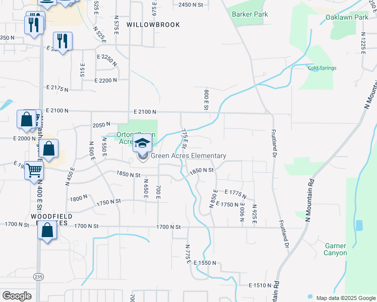 map of restaurants, bars, coffee shops, grocery stores, and more near 785 East 1975 North in North Ogden