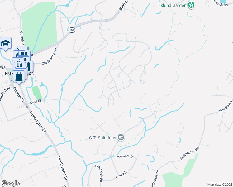 map of restaurants, bars, coffee shops, grocery stores, and more near 382 Woodridge in Shelton