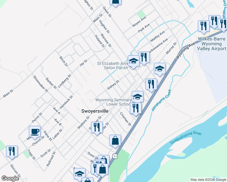 map of restaurants, bars, coffee shops, grocery stores, and more near 18 Filbert Street in Kingston