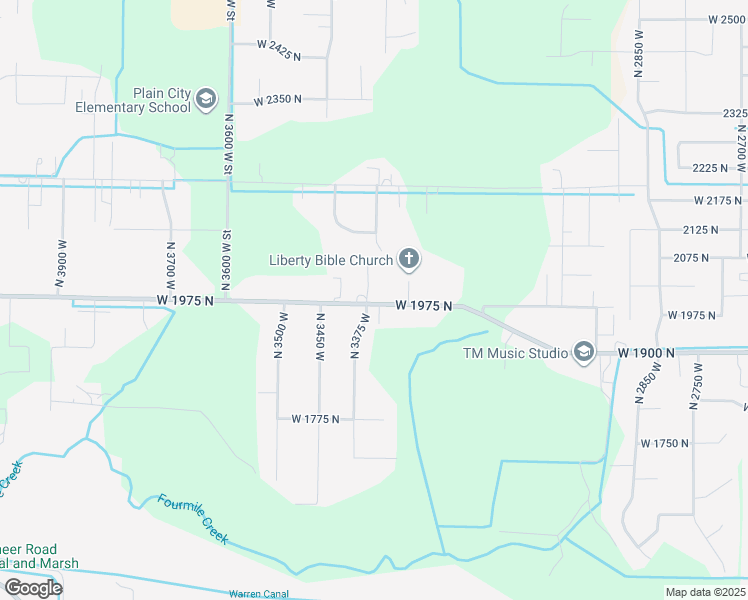 map of restaurants, bars, coffee shops, grocery stores, and more near 3355 West 1975 North in Ogden