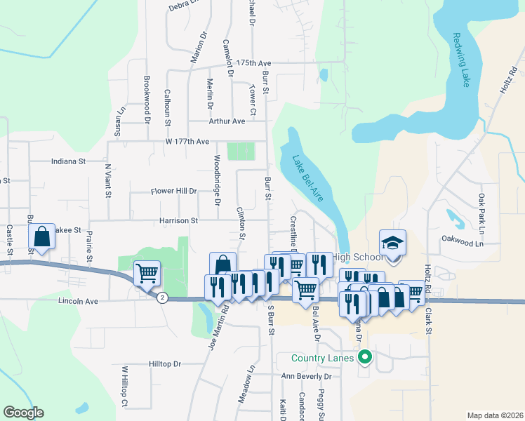 map of restaurants, bars, coffee shops, grocery stores, and more near 1626-1698 Harrison St in Lowell