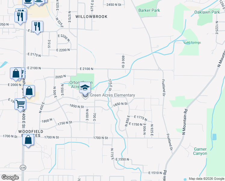 map of restaurants, bars, coffee shops, grocery stores, and more near 834 East 1975 North in North Ogden