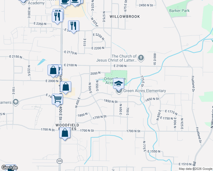 map of restaurants, bars, coffee shops, grocery stores, and more near 1928 North 600 East in Ogden