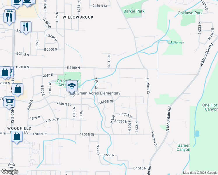 map of restaurants, bars, coffee shops, grocery stores, and more near 1979 North 840 East in North Ogden