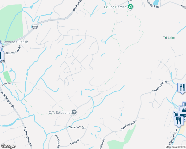 map of restaurants, bars, coffee shops, grocery stores, and more near 12 Scotch Pine Drive in Shelton