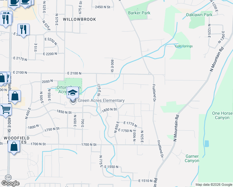 map of restaurants, bars, coffee shops, grocery stores, and more near 1978 North 840 East in North Ogden