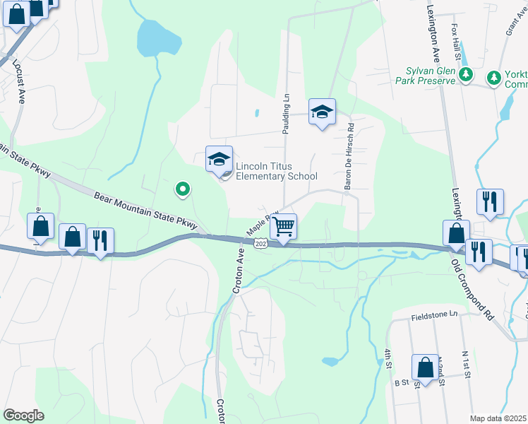 map of restaurants, bars, coffee shops, grocery stores, and more near 14 Paulding Lane in Crompond