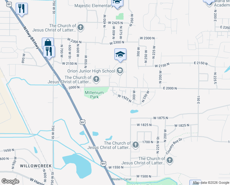 map of restaurants, bars, coffee shops, grocery stores, and more near 416 West 1925 North in Ogden