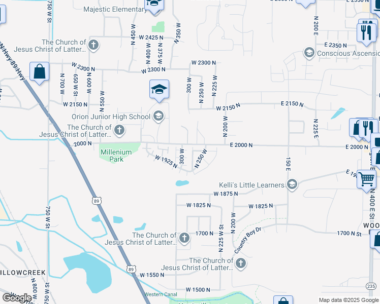 map of restaurants, bars, coffee shops, grocery stores, and more near 390 2000 North in Ogden