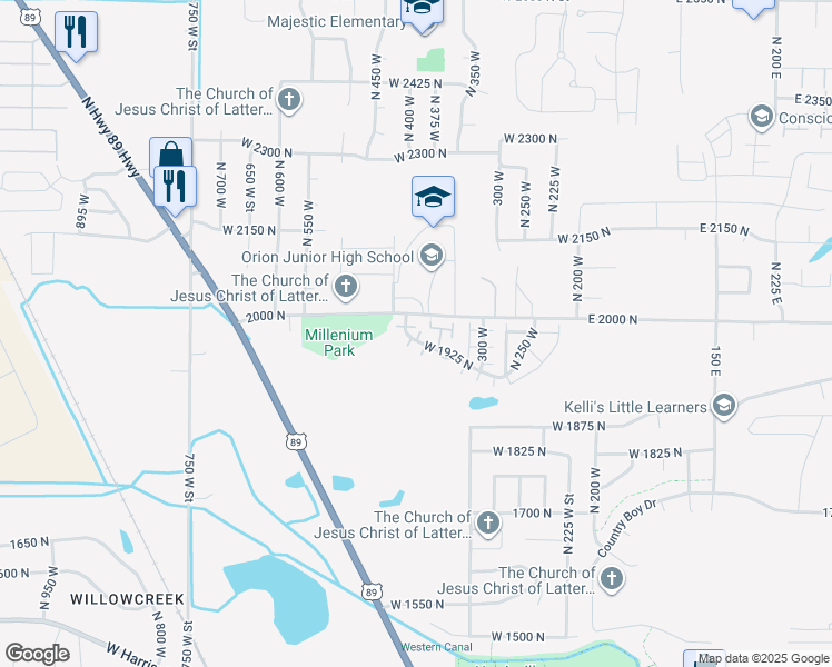 map of restaurants, bars, coffee shops, grocery stores, and more near 416 West 1925 North in Ogden