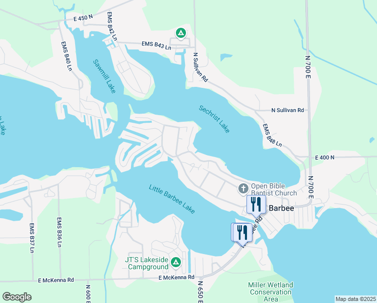 map of restaurants, bars, coffee shops, grocery stores, and more near 318 EMS B60 Lane in Warsaw