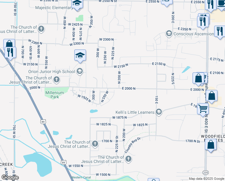 map of restaurants, bars, coffee shops, grocery stores, and more near 228 West 1975 North in Ogden