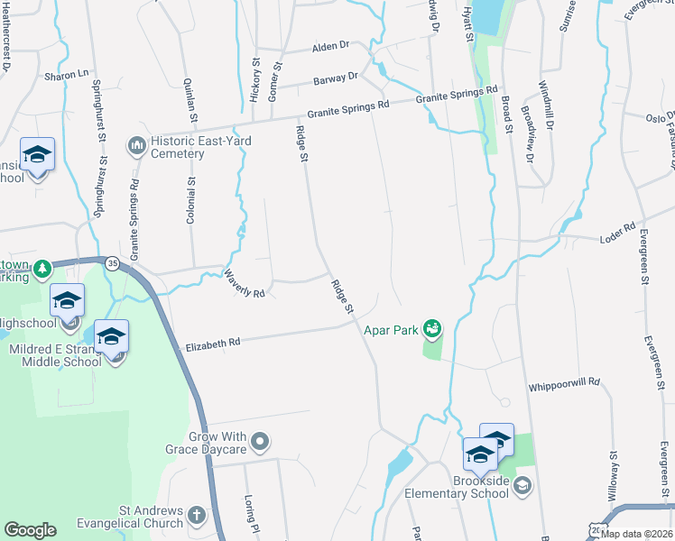 map of restaurants, bars, coffee shops, grocery stores, and more near 2536 Ridge Street in Yorktown Heights