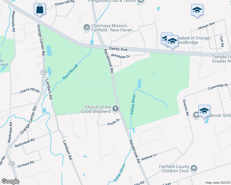 map of restaurants, bars, coffee shops, grocery stores, and more near 700 Racebrook Road in Orange