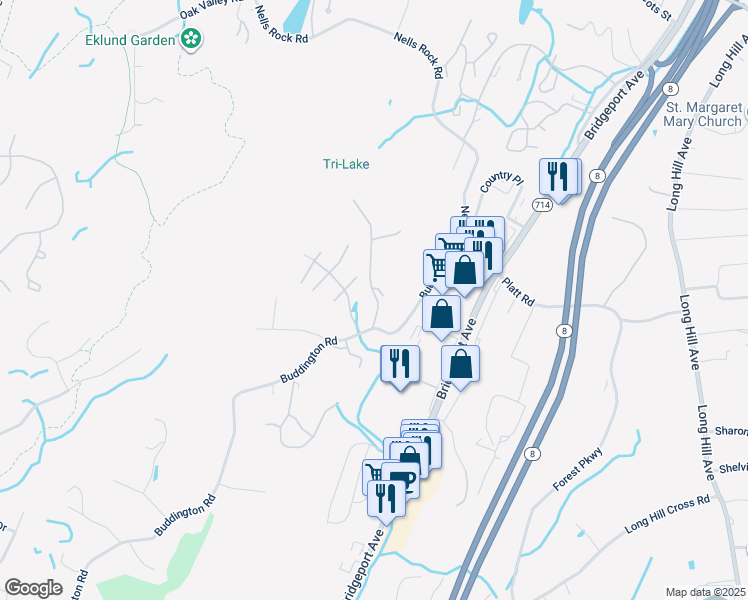 map of restaurants, bars, coffee shops, grocery stores, and more near 70 Country Walk in Shelton