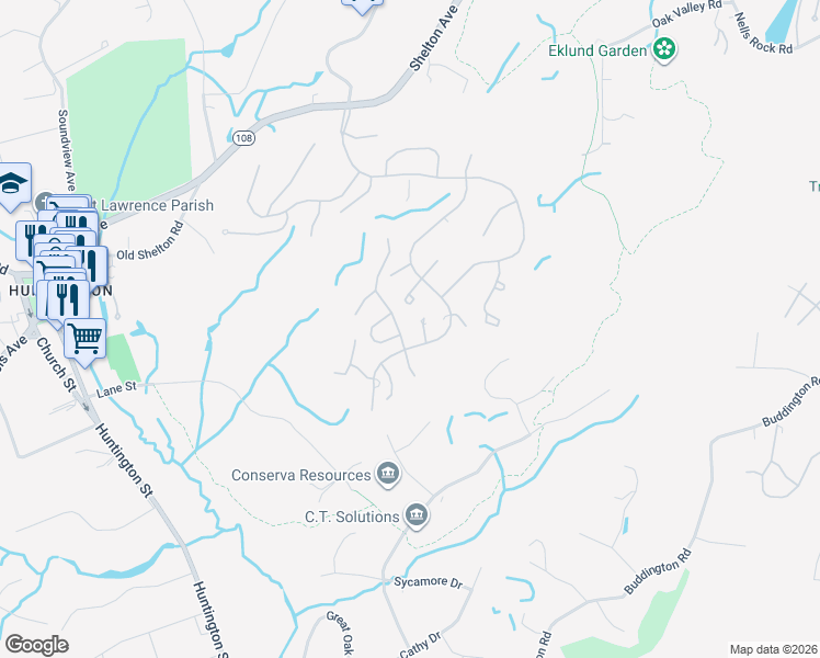 map of restaurants, bars, coffee shops, grocery stores, and more near 467 Ironwood Trail in Shelton