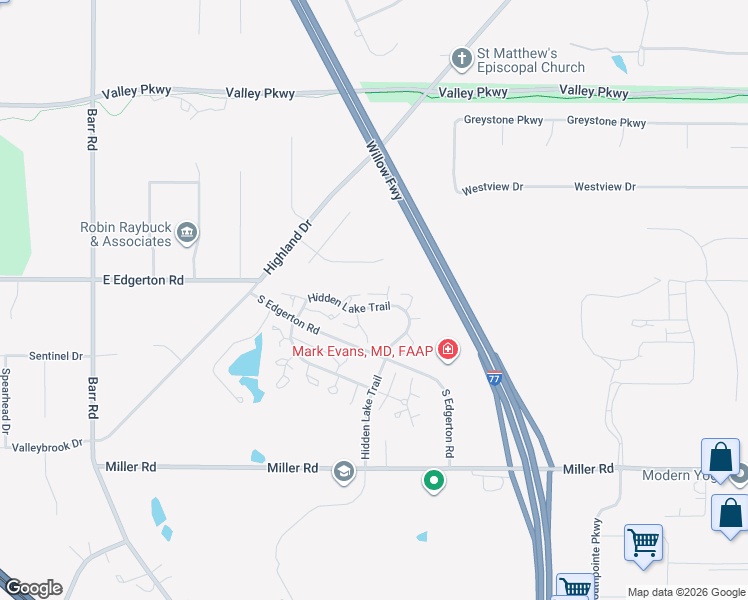 map of restaurants, bars, coffee shops, grocery stores, and more near 6716 Hidden Lake Trail in Brecksville