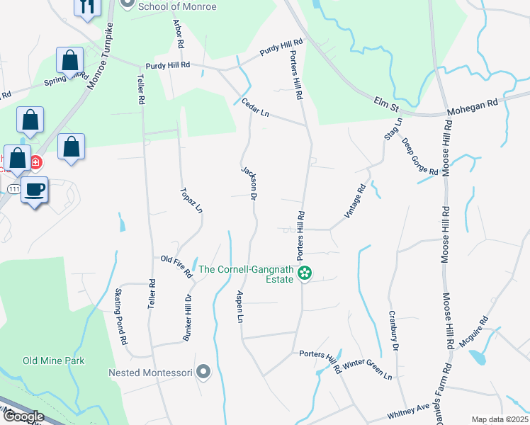 map of restaurants, bars, coffee shops, grocery stores, and more near 23 Settlers Ridge Road in Trumbull