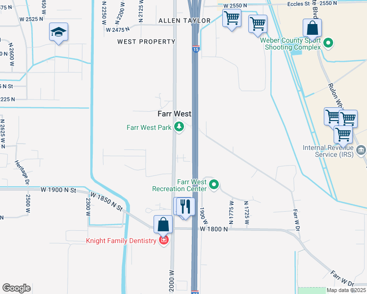 map of restaurants, bars, coffee shops, grocery stores, and more near 2000 North 2000 West in Ogden
