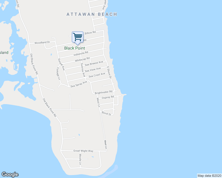 map of restaurants, bars, coffee shops, grocery stores, and more near 7 Brightwater Road in East Lyme