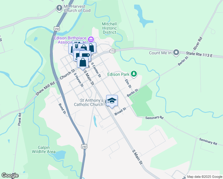 map of restaurants, bars, coffee shops, grocery stores, and more near 118 Center Street in Milan