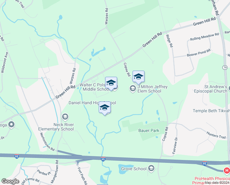 map of restaurants, bars, coffee shops, grocery stores, and more near 302 Green Hill Road in Madison