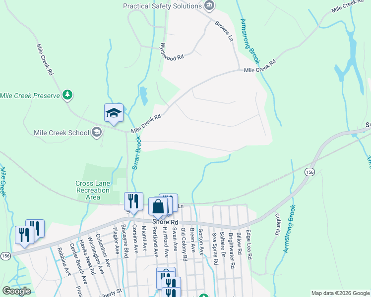 map of restaurants, bars, coffee shops, grocery stores, and more near 19 Champlain Drive in Old Lyme