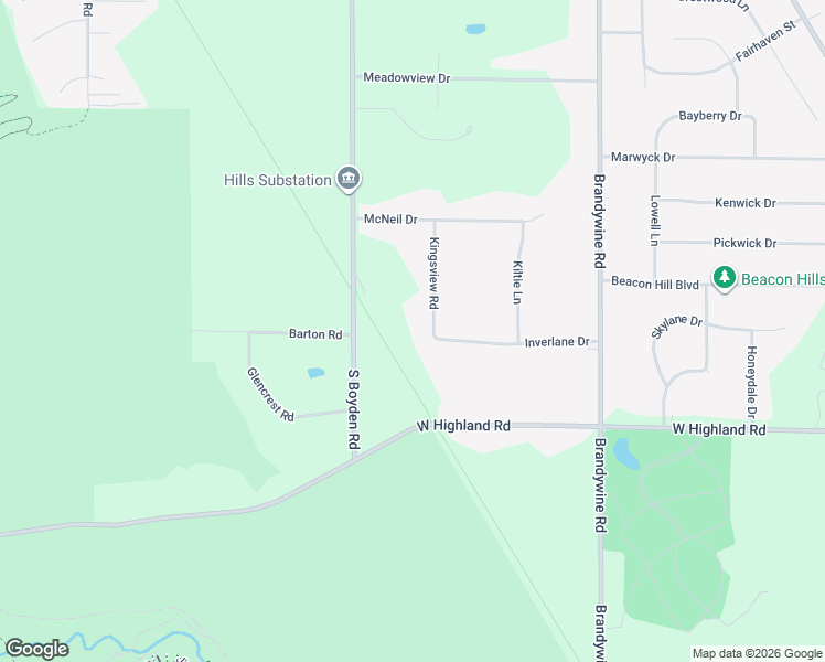 map of restaurants, bars, coffee shops, grocery stores, and more near 7170 Kingsview Road in Northfield