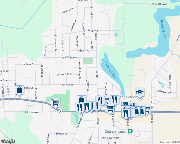 map of restaurants, bars, coffee shops, grocery stores, and more near 409 Pine Ridge Cir in Lowell