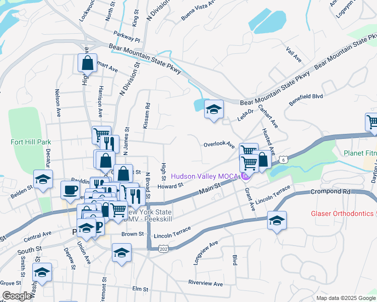map of restaurants, bars, coffee shops, grocery stores, and more near 1313 Constant Avenue in Peekskill