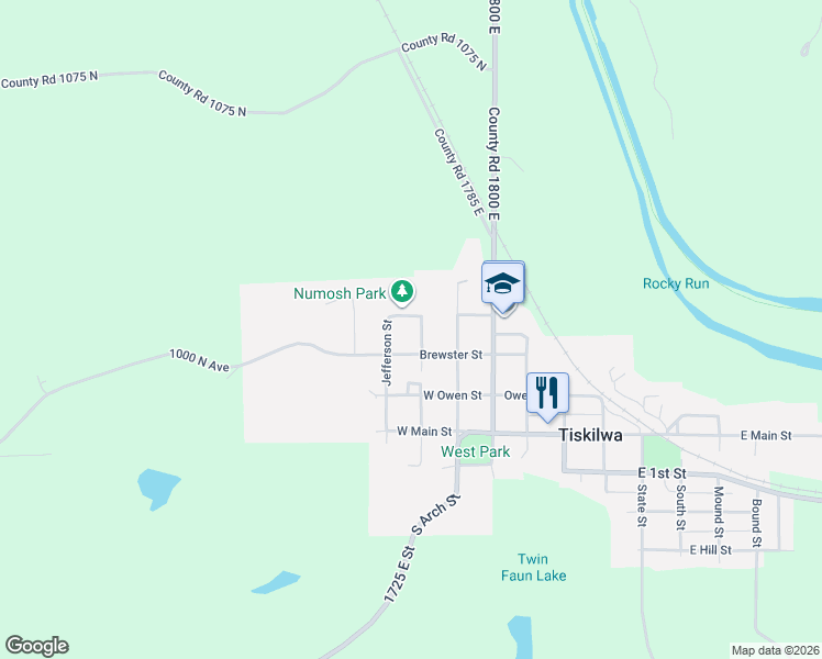 map of restaurants, bars, coffee shops, grocery stores, and more near 330-432 Washington St in Tiskilwa