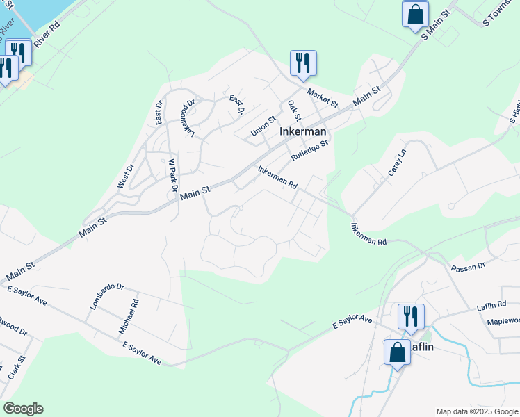 map of restaurants, bars, coffee shops, grocery stores, and more near 209 Roberts Road in Inkerman