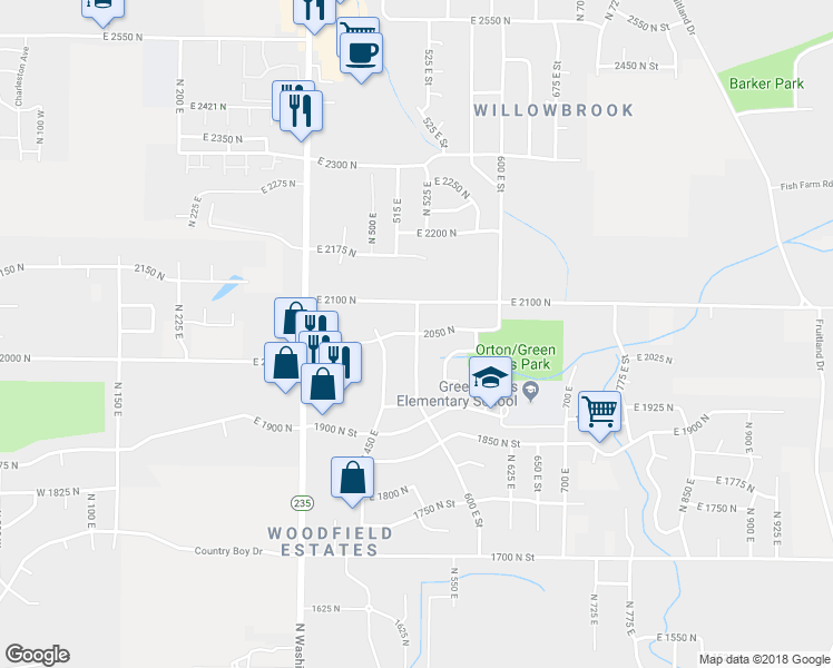 map of restaurants, bars, coffee shops, grocery stores, and more near 499 2050 North in North Ogden