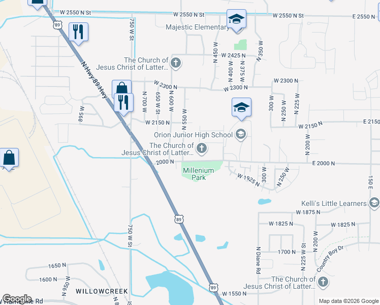 map of restaurants, bars, coffee shops, grocery stores, and more near 521 2050 North Street in Ogden