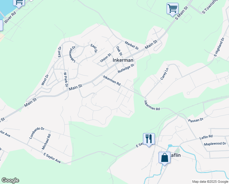 map of restaurants, bars, coffee shops, grocery stores, and more near 209-257 Roberts Road in Luzerne County