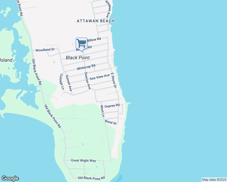 map of restaurants, bars, coffee shops, grocery stores, and more near 7 Brightwater Road in East Lyme