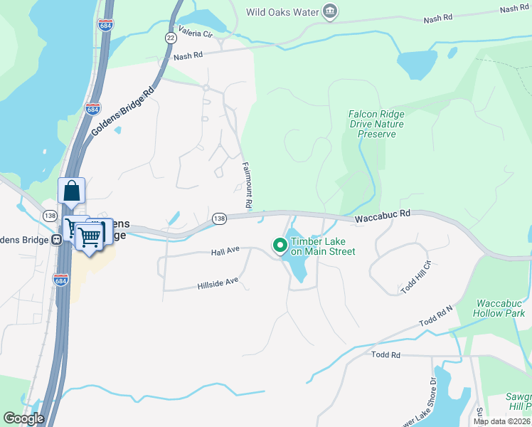 map of restaurants, bars, coffee shops, grocery stores, and more near 10 Main Street in Goldens Bridge