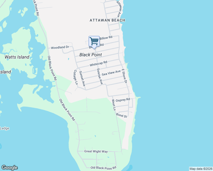 map of restaurants, bars, coffee shops, grocery stores, and more near Sea Spray Avenue in East Lyme