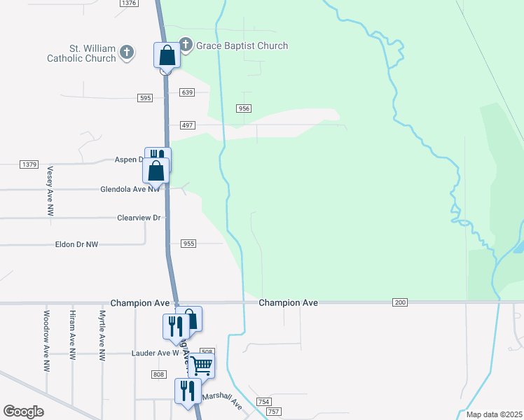 map of restaurants, bars, coffee shops, grocery stores, and more near 1 Windsor Place in Warren