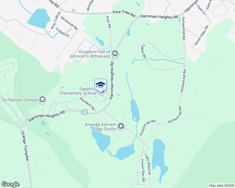 map of restaurants, bars, coffee shops, grocery stores, and more near 167 Harriman Heights Road in Harriman