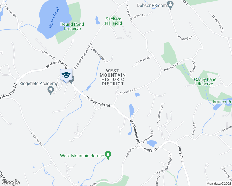 map of restaurants, bars, coffee shops, grocery stores, and more near 3 Old Wagon Road in Ridgefield