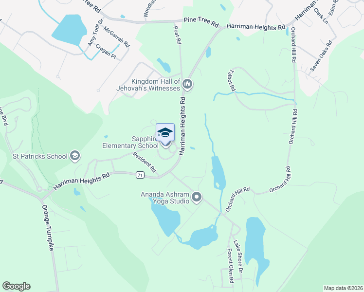 map of restaurants, bars, coffee shops, grocery stores, and more near 167 Harriman Heights Road in Harriman