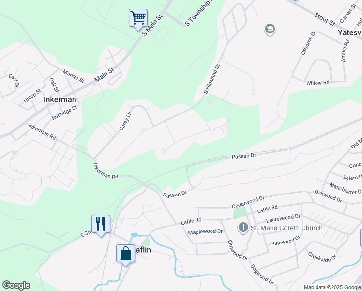 map of restaurants, bars, coffee shops, grocery stores, and more near 510 Charles Place in Luzerne County