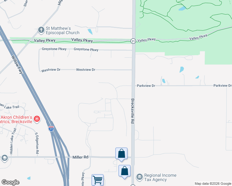 map of restaurants, bars, coffee shops, grocery stores, and more near 9000 Canvas Parkway in Brecksville