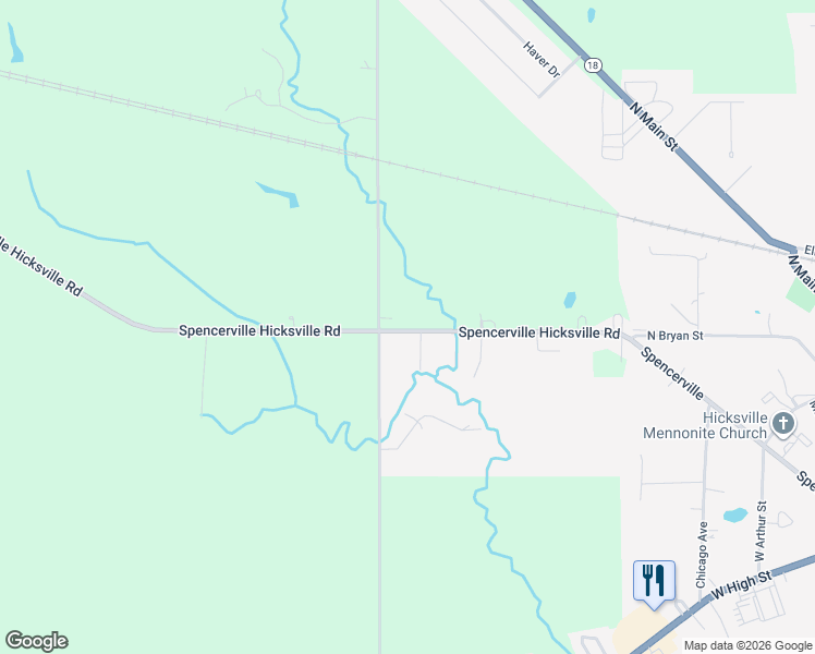 map of restaurants, bars, coffee shops, grocery stores, and more near 2101 Spencerville Hicksvill Road in Hicksville
